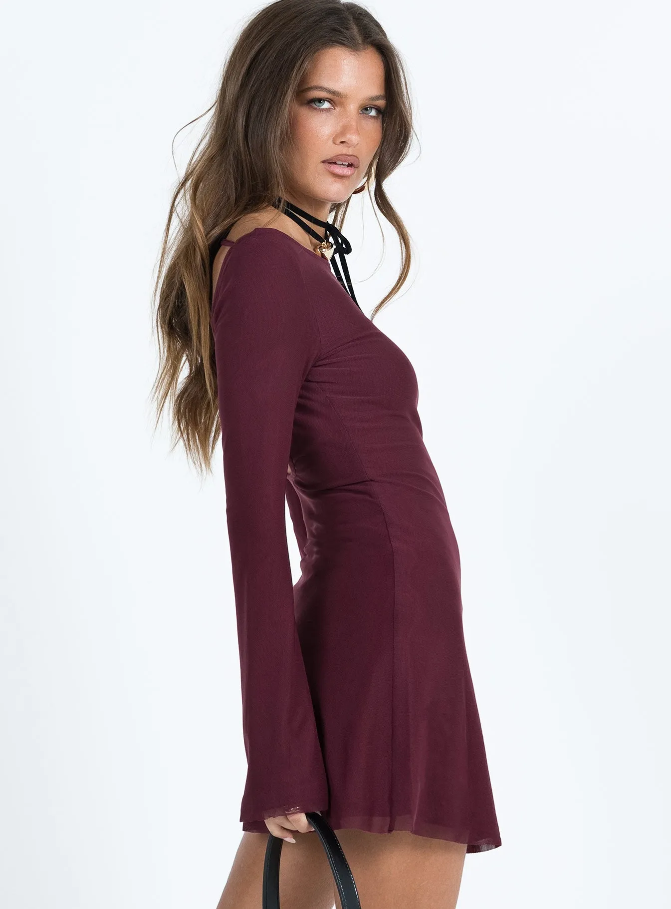 Lukea Long Sleeve Mini Dress Mauve Petite Bright-colored mini