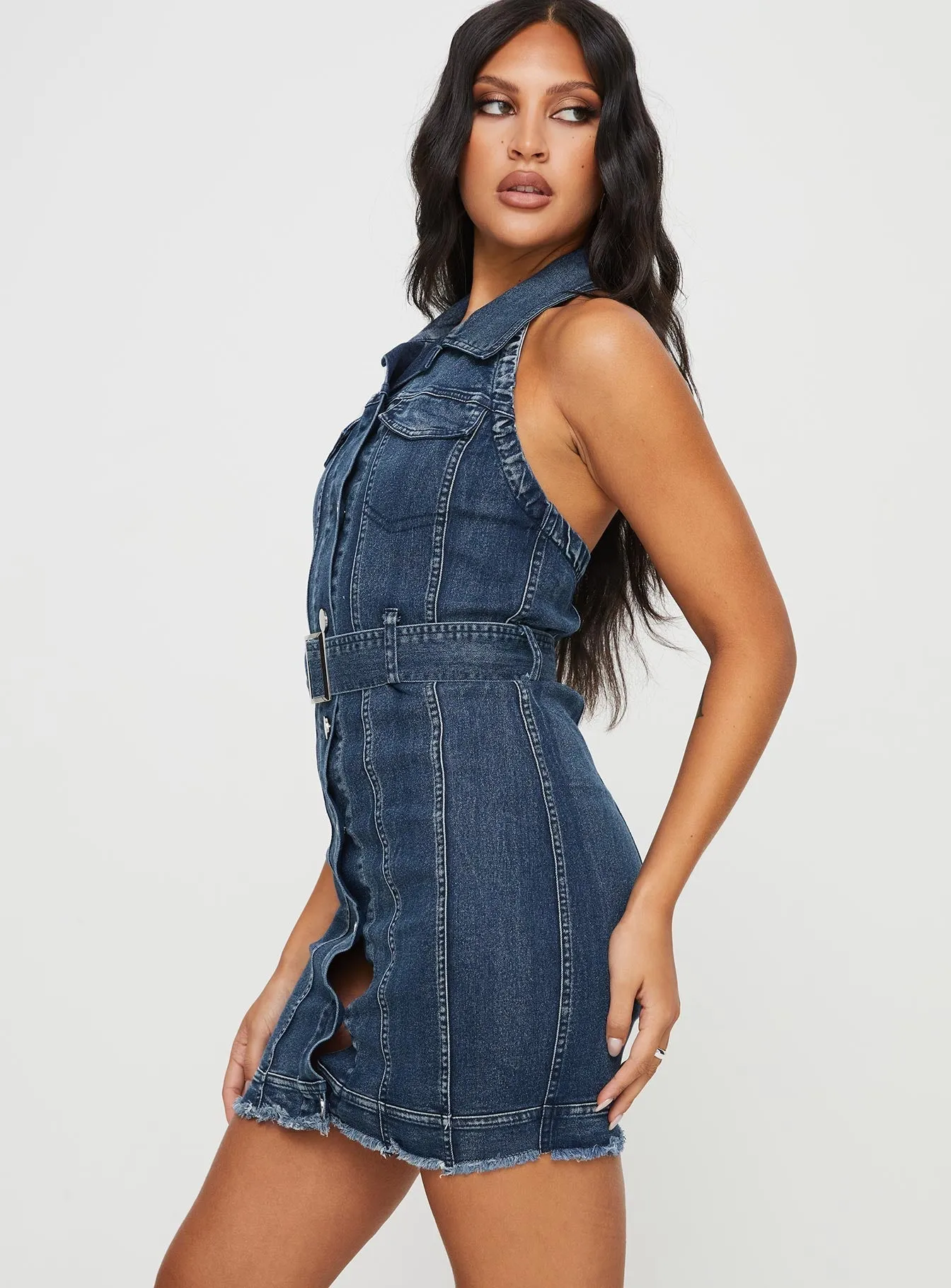 Non Irritating Seams Day Out Madsen Denim Mini Dress Mid Blue