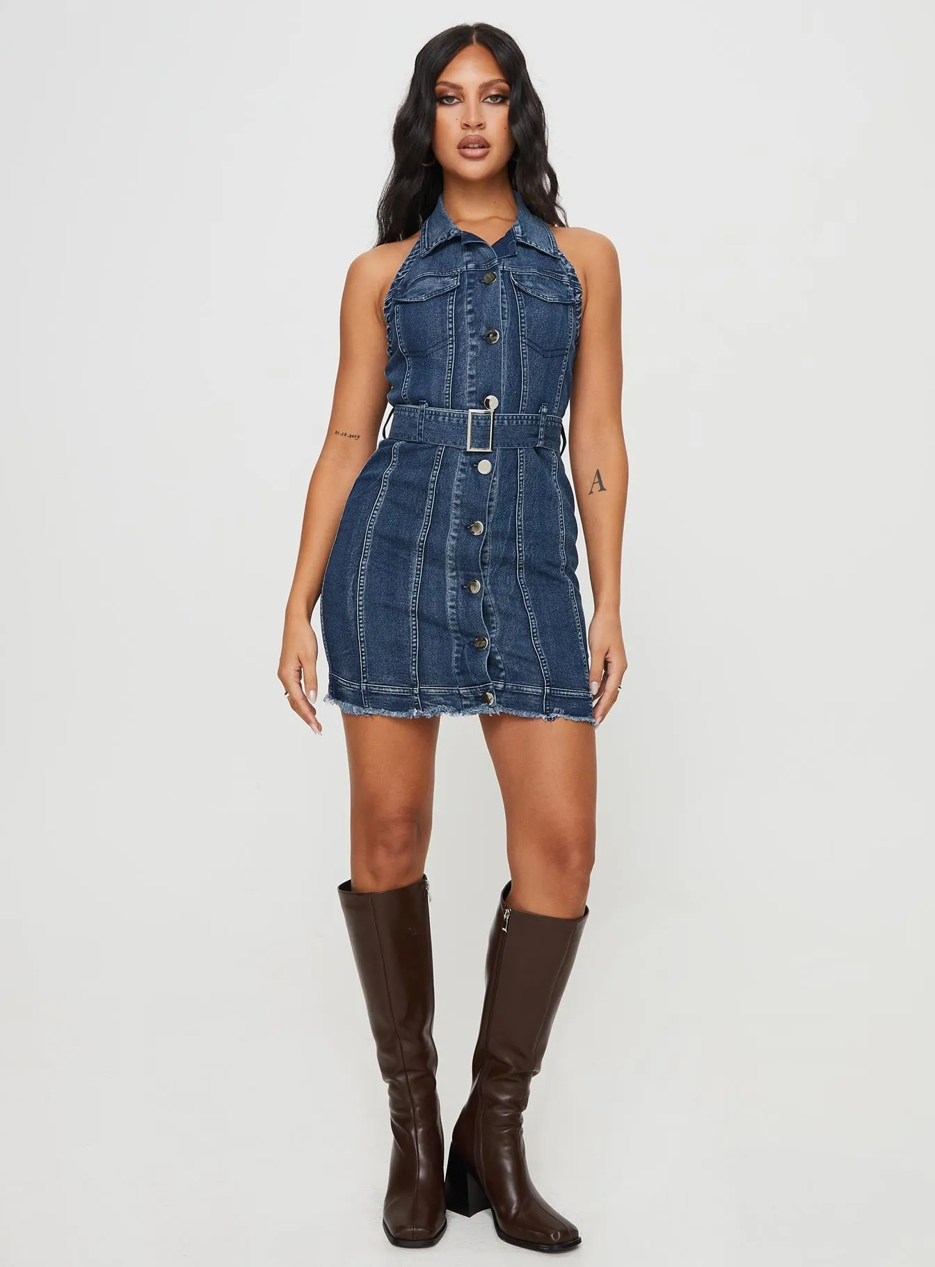 Club Beat Light Mode Madsen Denim Mini Dress Mid Blue