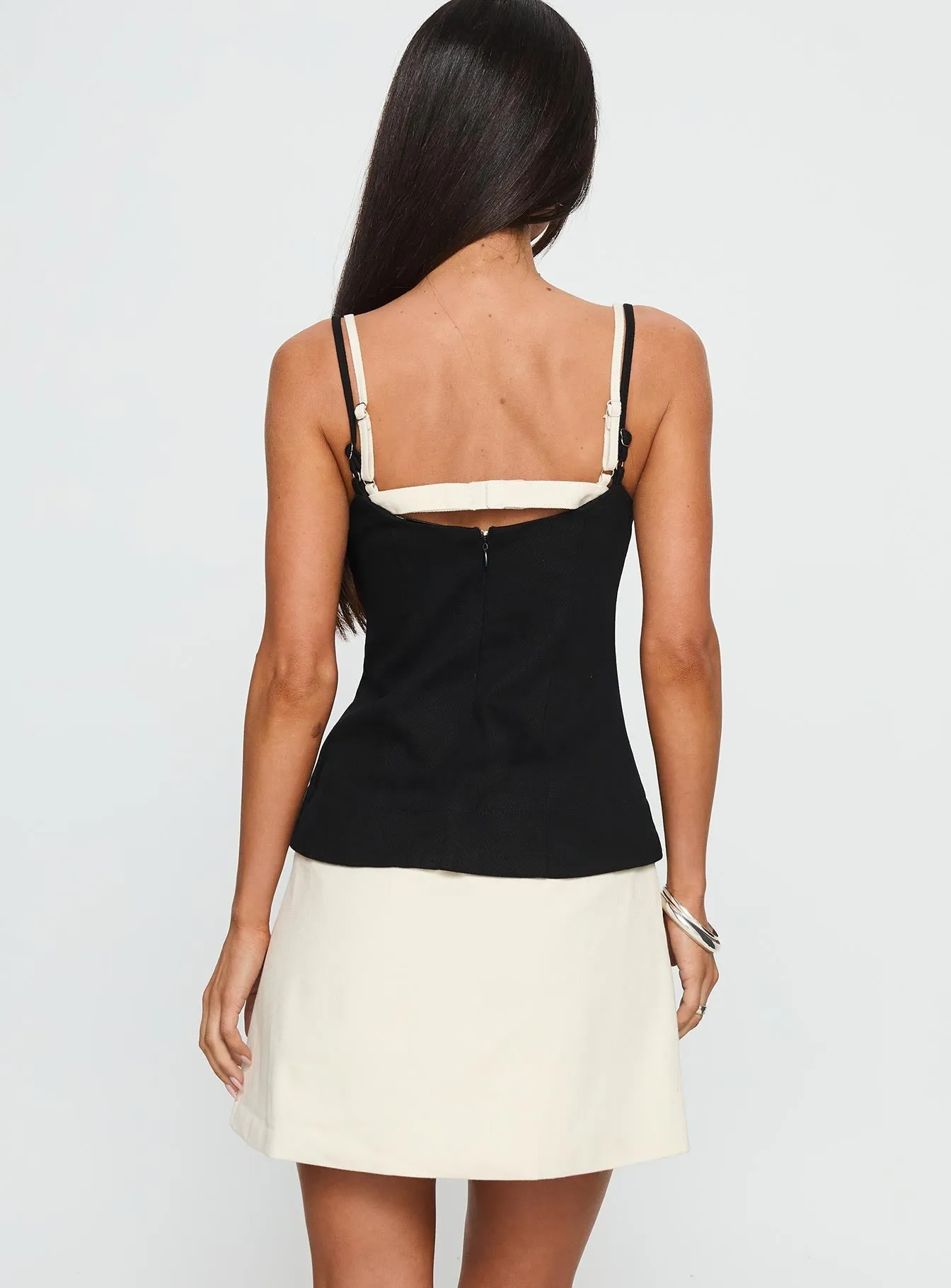 Casual Wear Mariselle Layered Corset Mini Dress Black / Cream