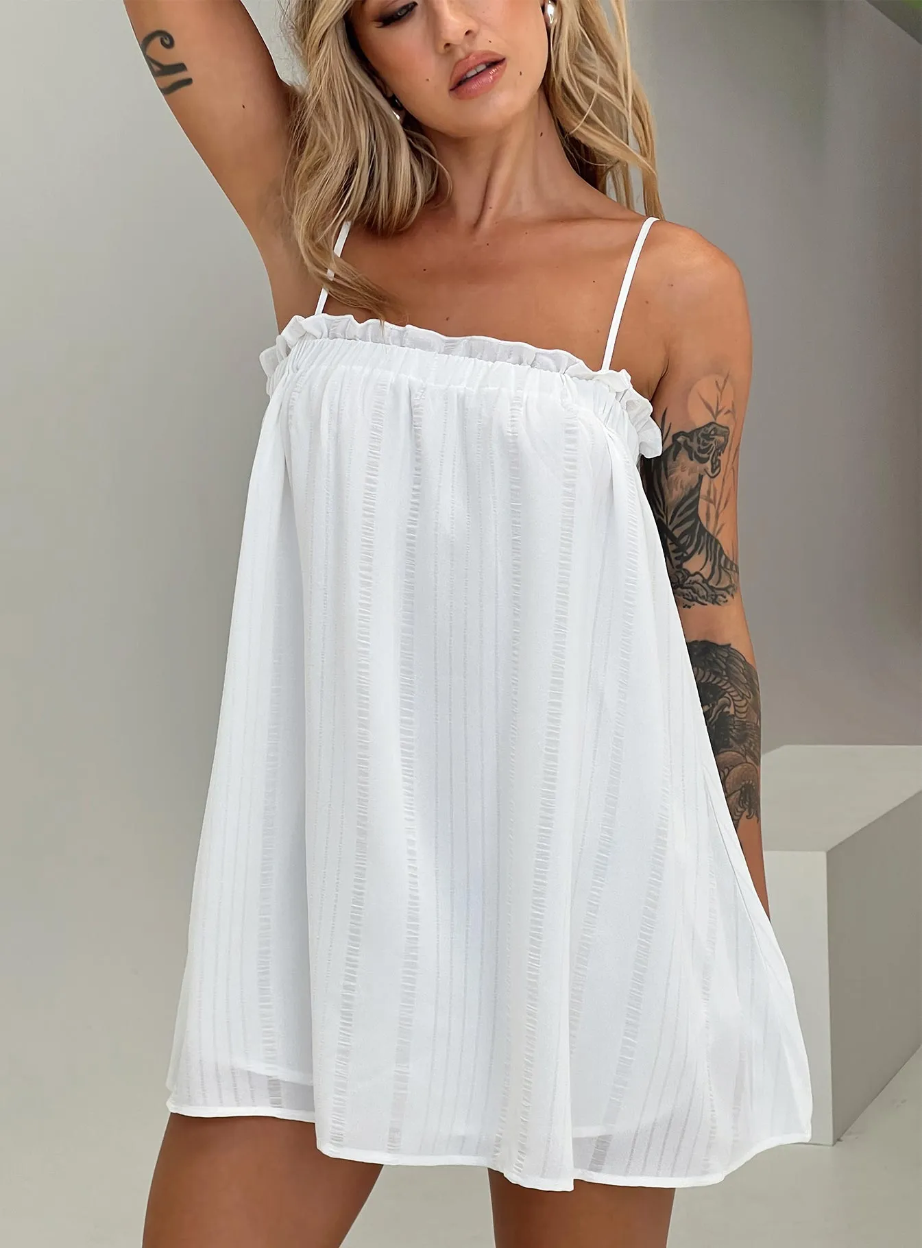 Playful Chic Marsaline Mini Dress White