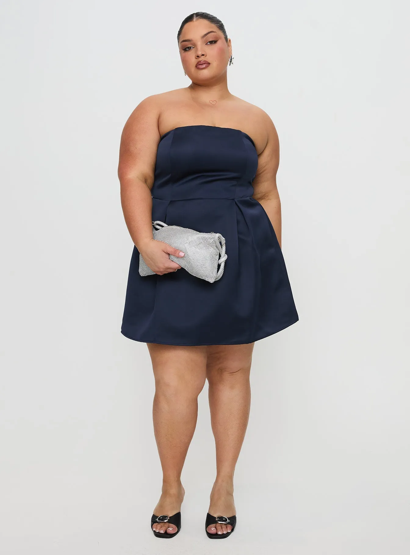 Scene Mode Spader Corset Mini Dress Navy Curve