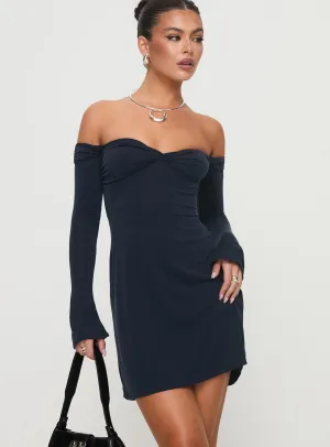Suizie Off The Shoulder Mini Dress Navy Stylish Silhouette