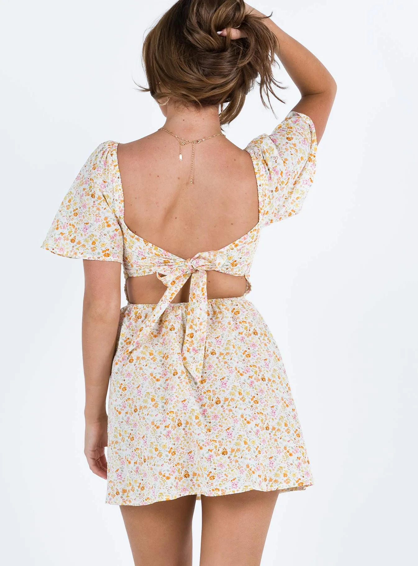 Summer Nights Mini Dress Floral Petite Gathered Waist Technique Non Irritating Seams