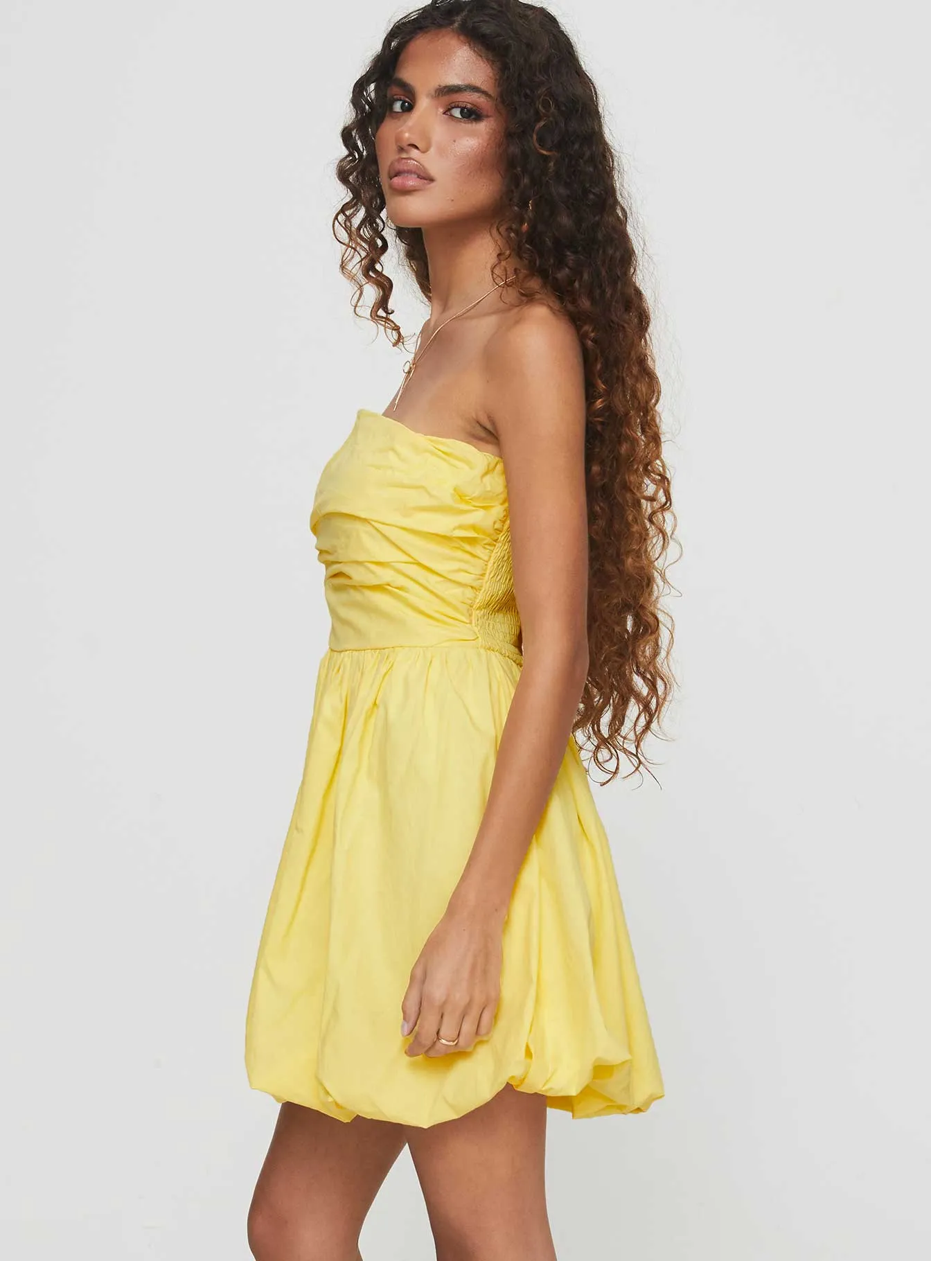 Too Sweet Bubble Mini Dress Lemon Chic Prints