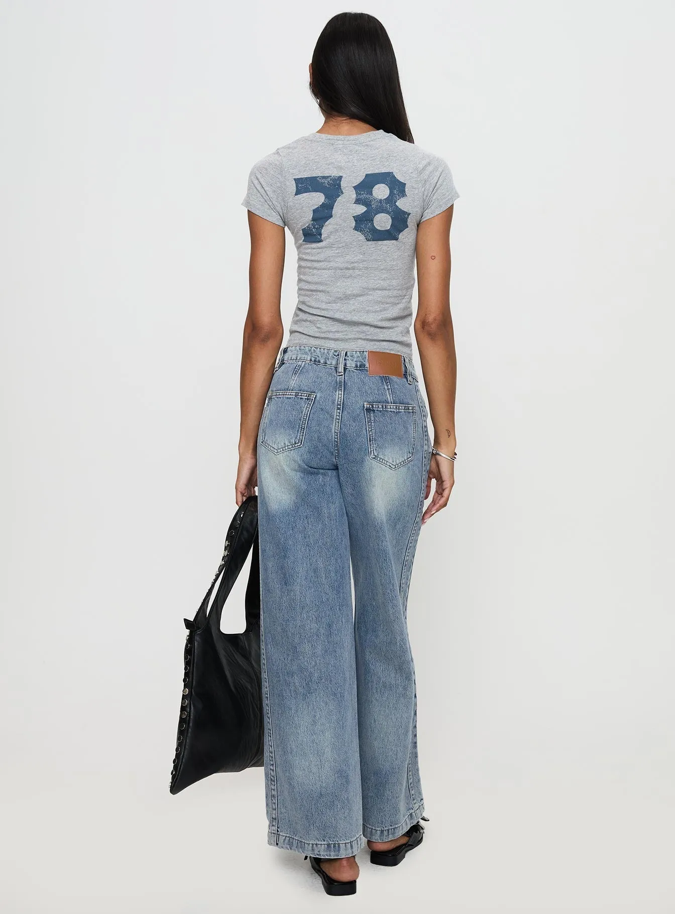 Skipper Low Rise Wide Leg Jeans Vintage Blue Smart Casual