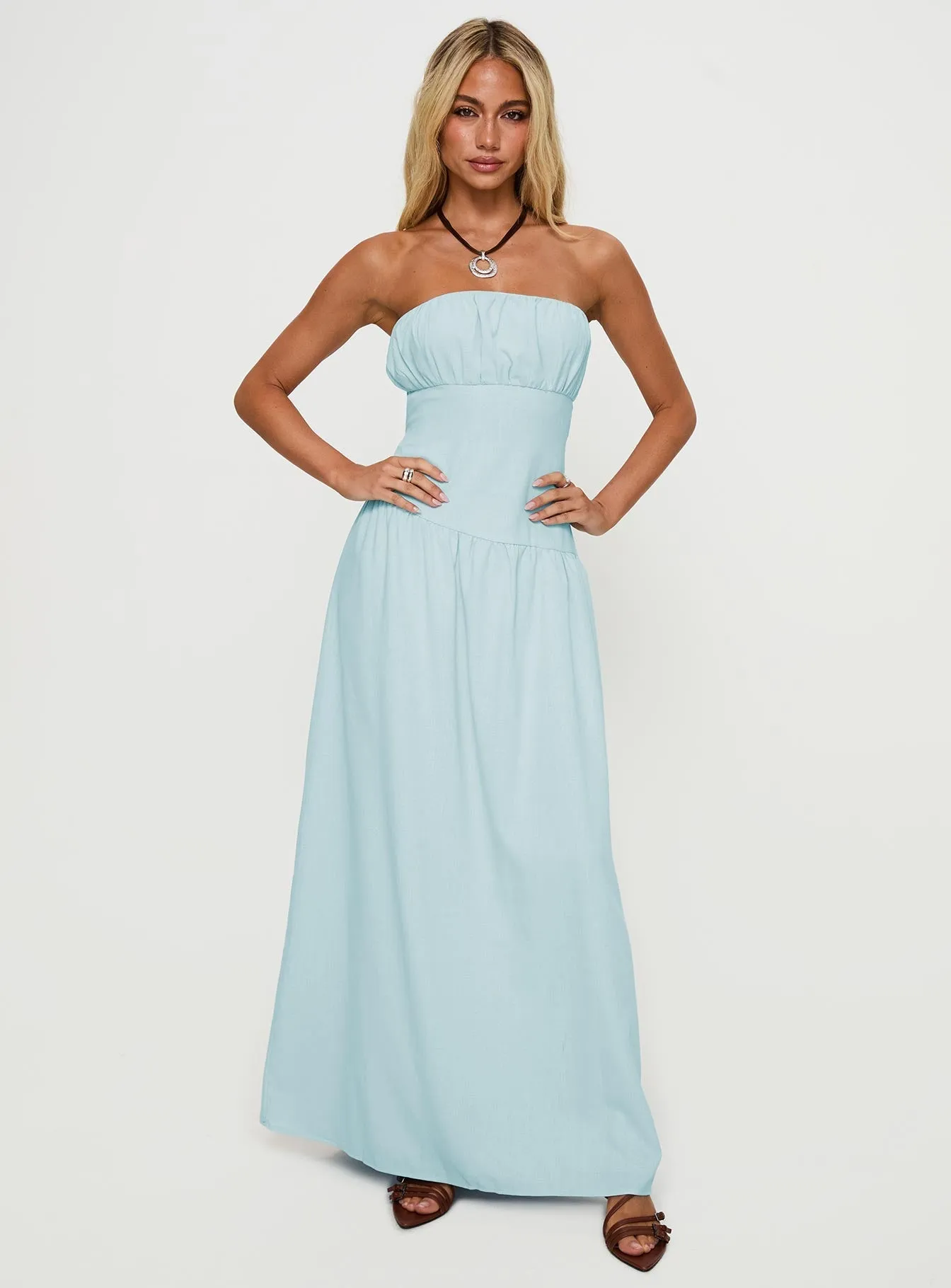 Luabelle Strapless Maxi Dress Blue old town Spanish Heat