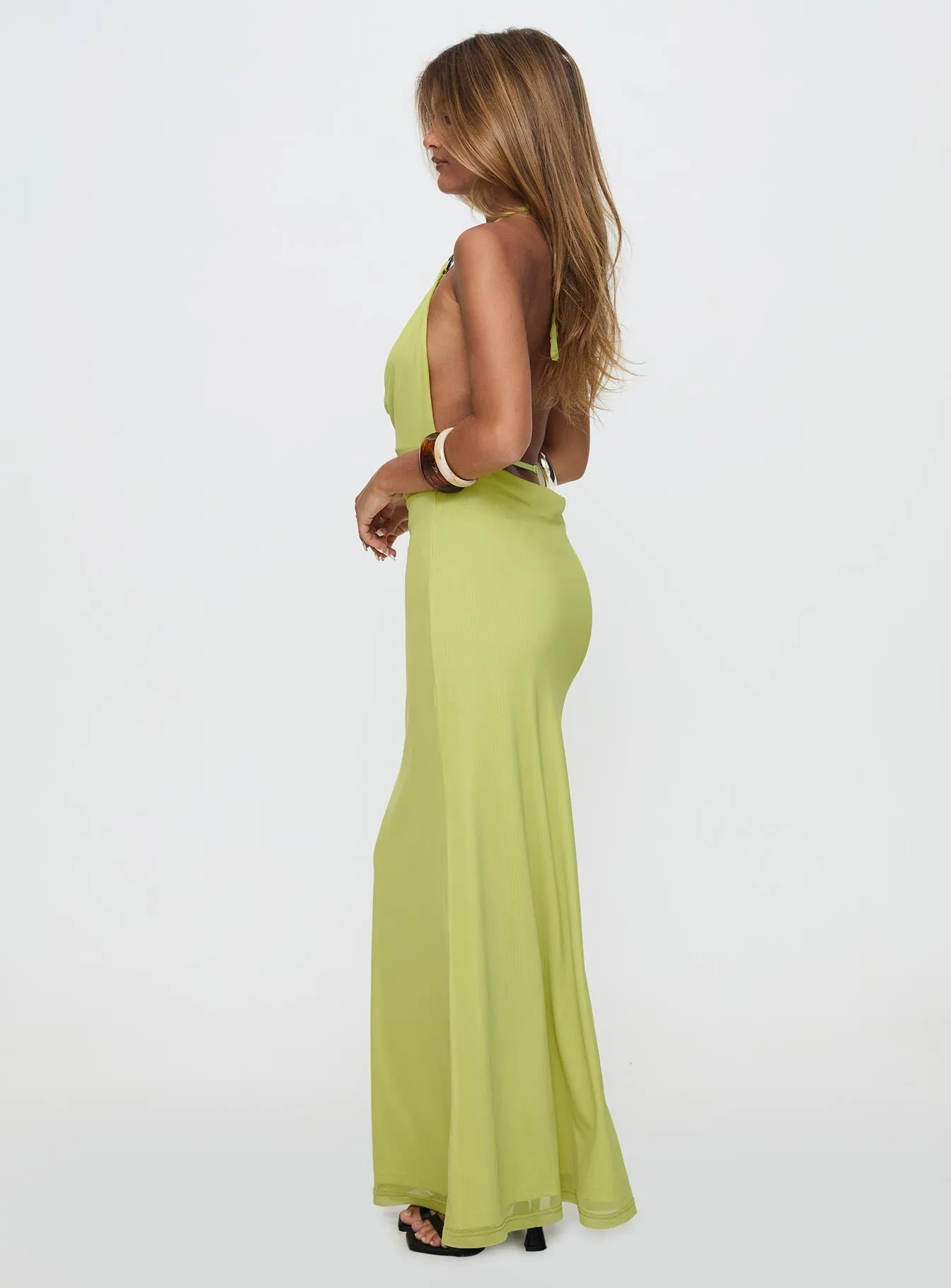 Tile Glow Lavender Field Rhaenyra Halter Maxi Dress Green