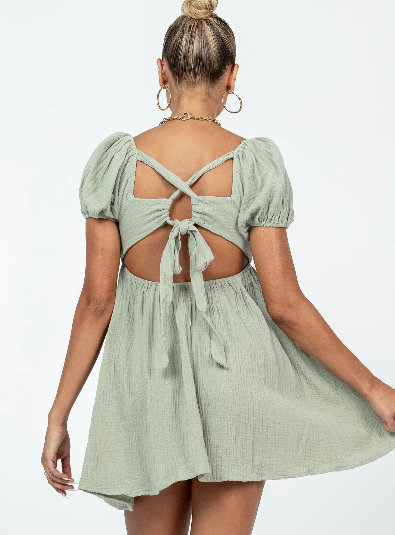 Water Resistant Let's Dance Mini Dress Sage