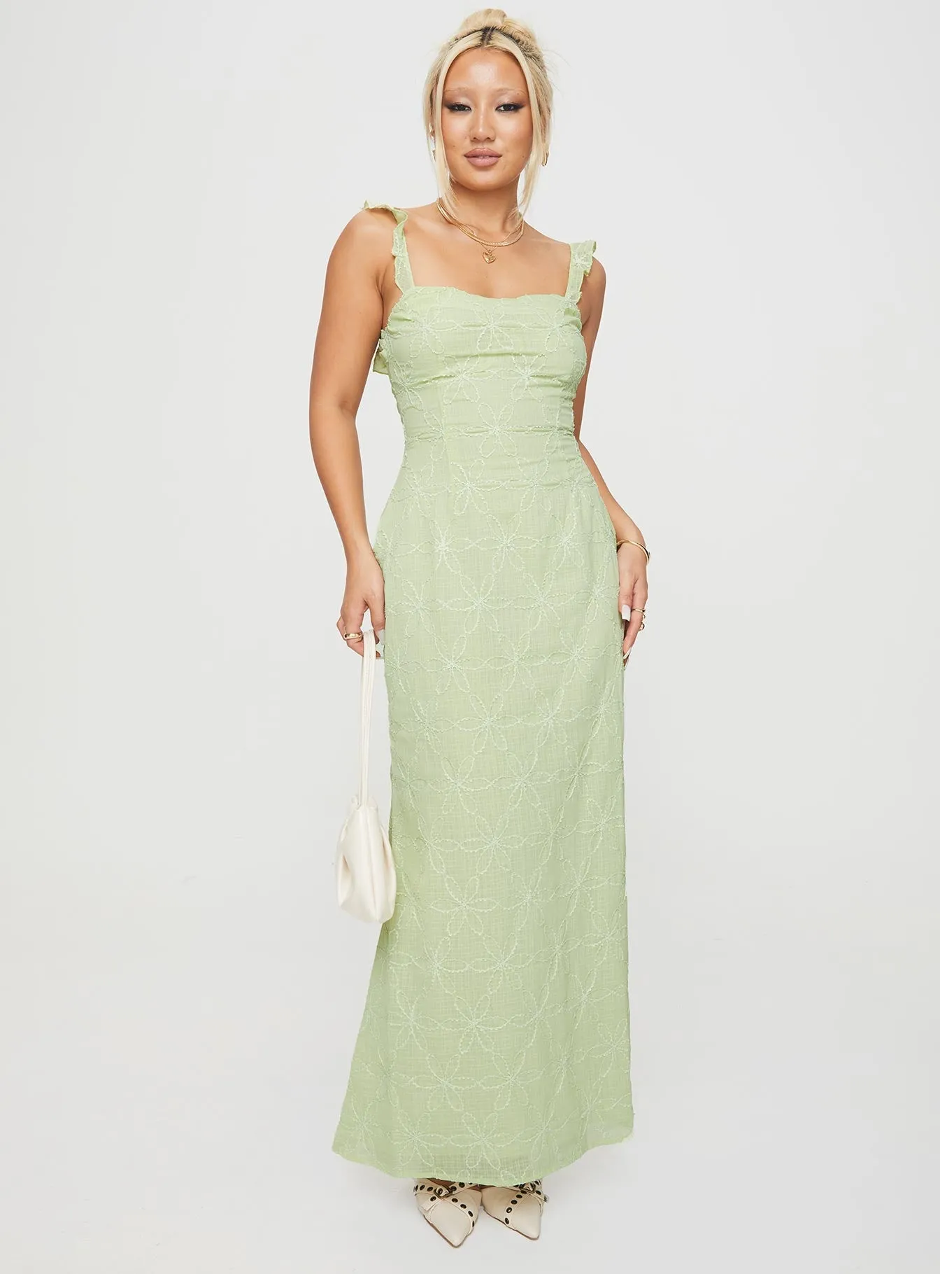 Trendy long-length summer piece Burner Maxi Dress Green