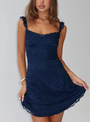 Versatile Look Elastic cuffs Beacall Mini Dress Navy