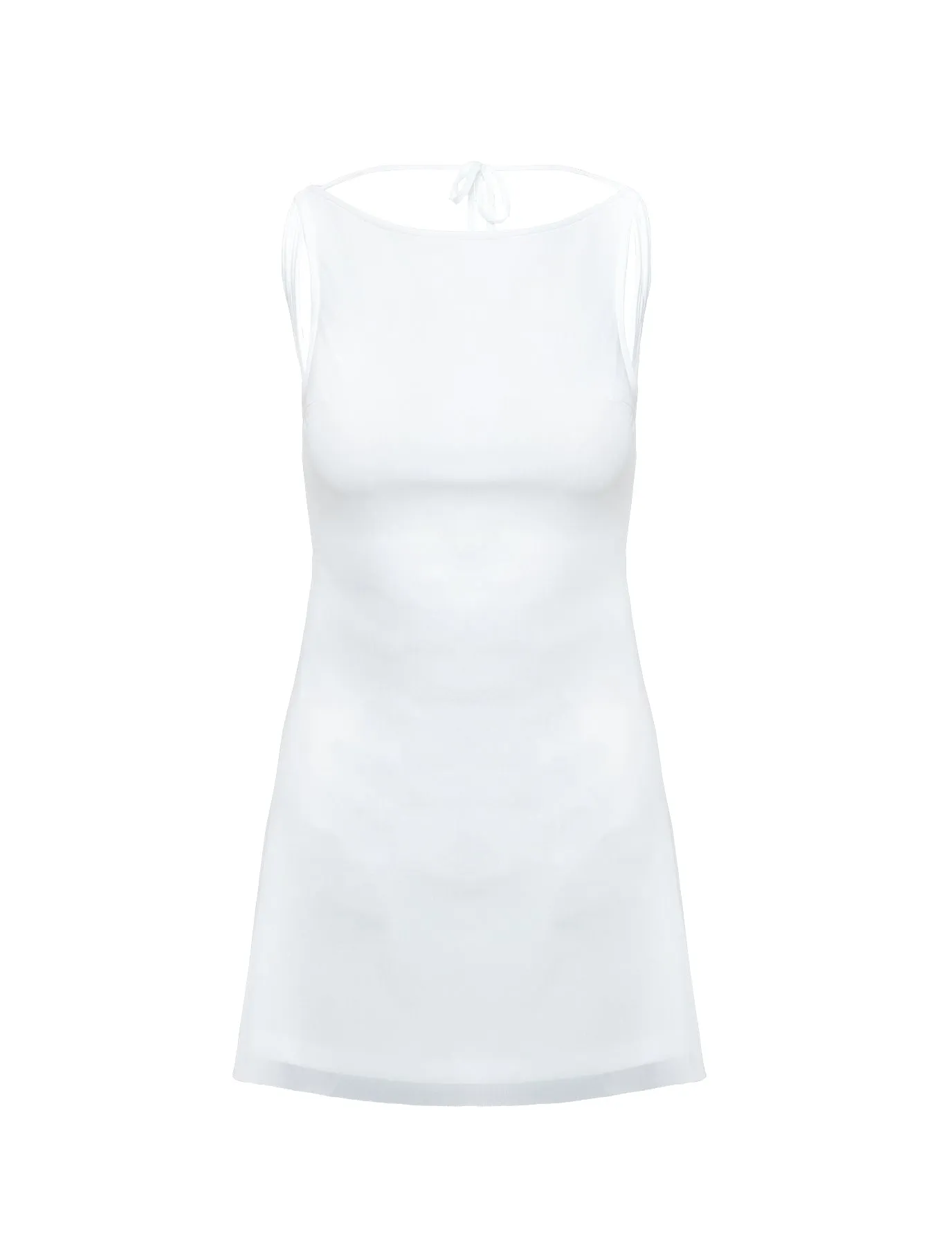 Lukea Sleeveless Mini Dress White Double Layered Collar Urban Heat