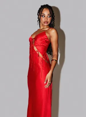 Harvest Glow Classic bohemian-inspired dress About A Girl Maxi Dress Red