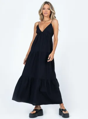 Ombre Shade Flower Path Chelsea Maxi Dress Black
