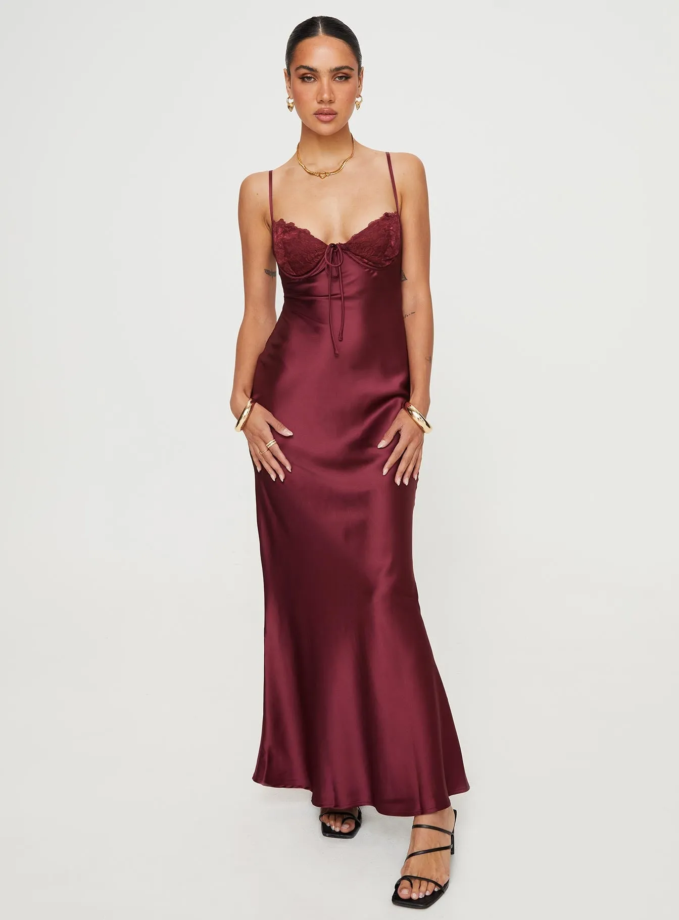 Quartz Glow Fadyen Bias Cut Maxi Dress Burgundy