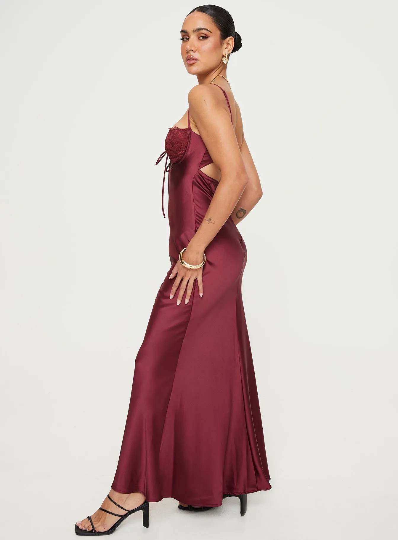 Evening party maxi Fadyen Bias Cut Maxi Dress Burgundy