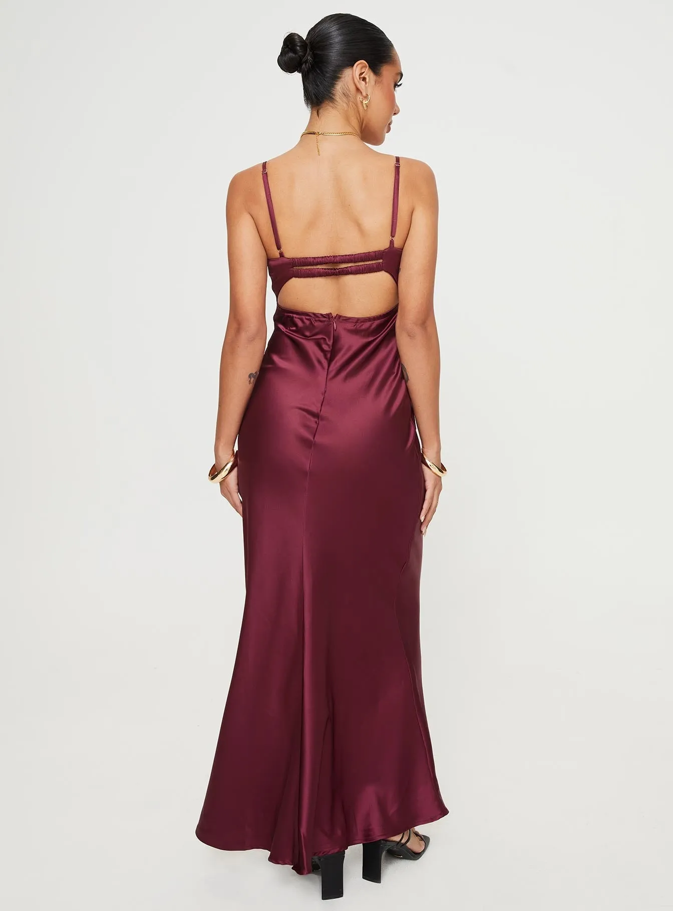 Muslin Glow Dome Glow Fadyen Bias Cut Maxi Dress Burgundy
