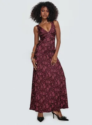 Bamboo Glow Nell Jacquard Maxi Dress Burgundy