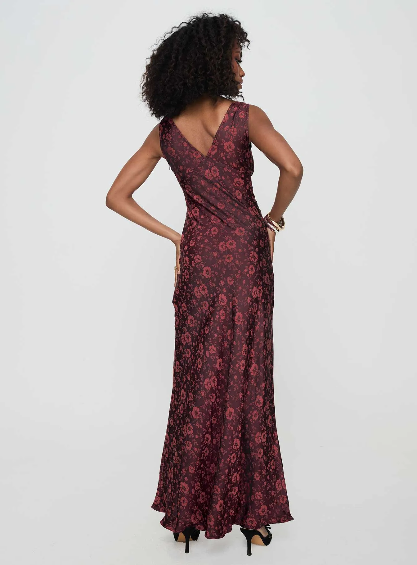 Nell Jacquard Maxi Dress Burgundy Joy Soul
