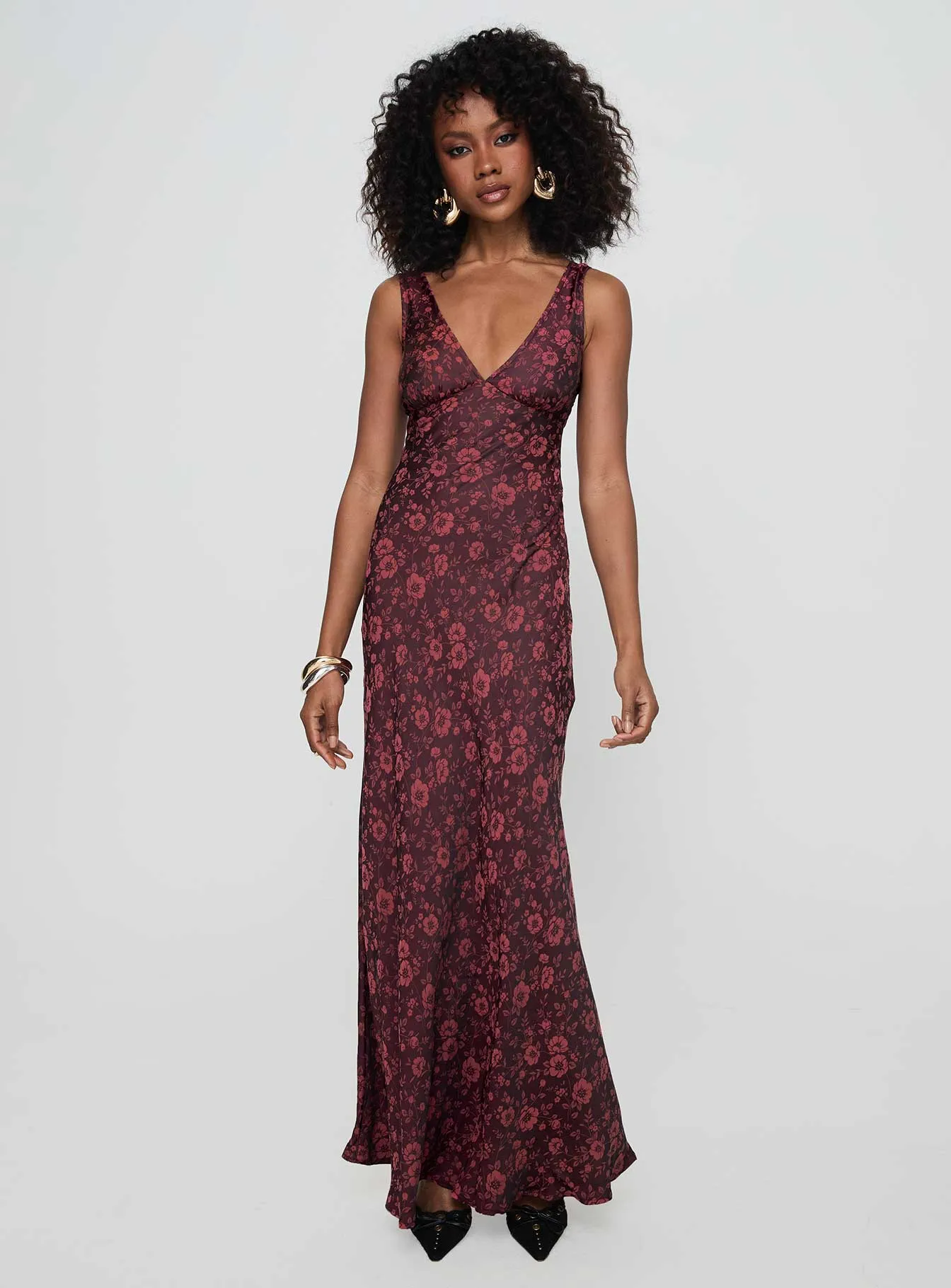 Nell Jacquard Maxi Dress Burgundy Soft Pink