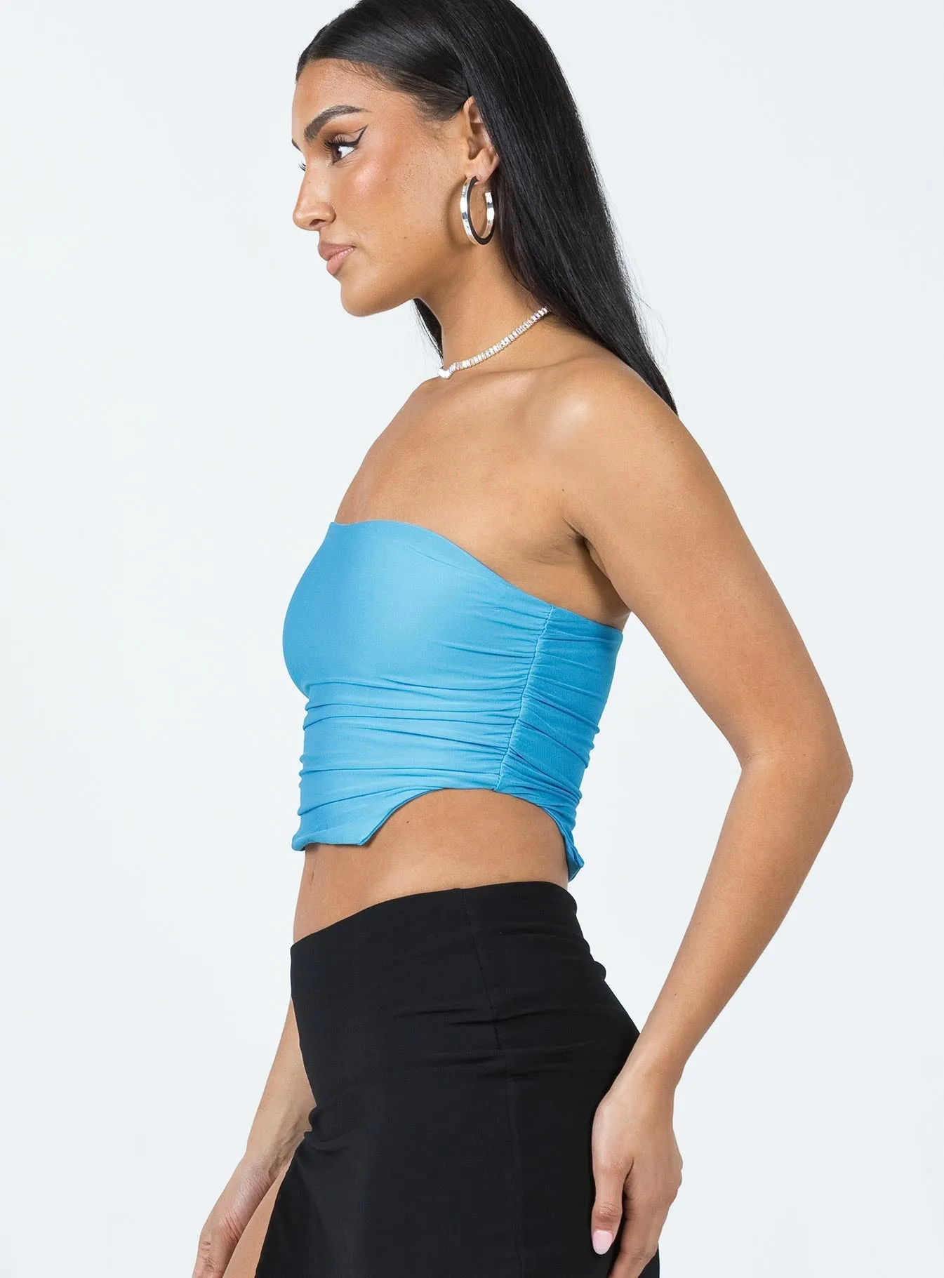 Contrast Stitching Cozy Wear Seabrook Tube Top Blue