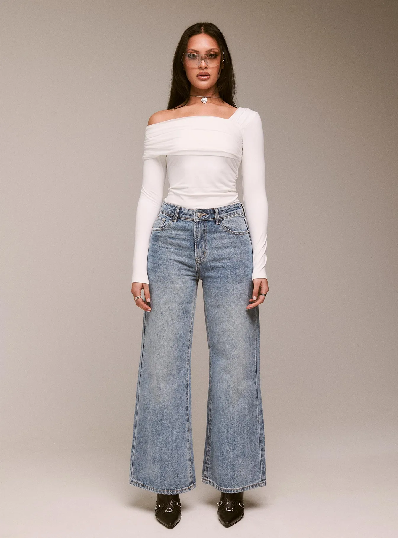 Cat Relaxed Rigid Wide Leg Jean Angel Blue All Round Fit