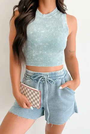 temperature regulation Active Cool Woke Up Cute Stone Wash Padded Zenana Top (Blue Grey)