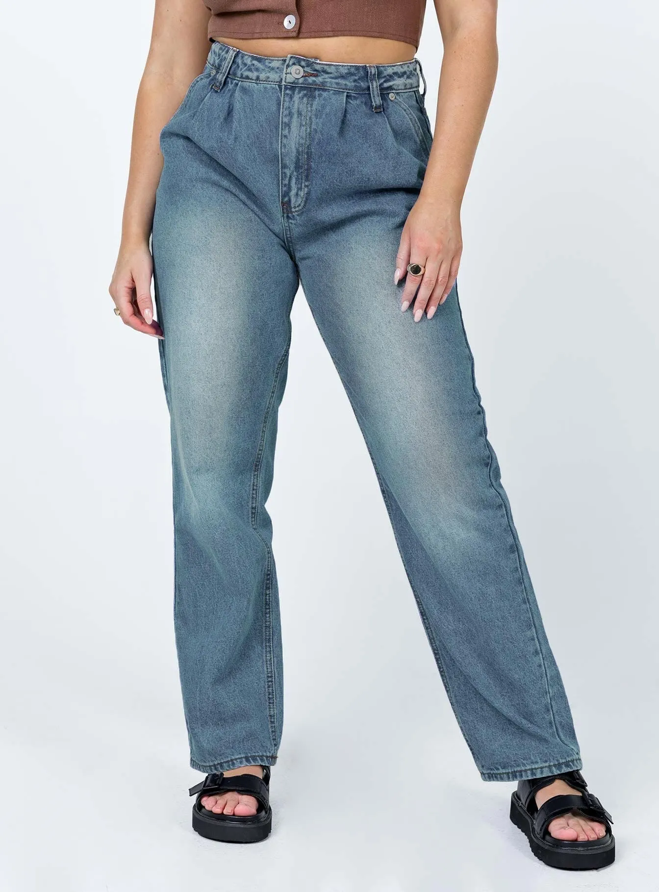 Party Look Earthy Trendy Apparel Isabelle Straight Leg Denim Jeans