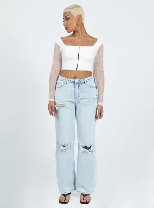 Tanya Straight Leg Jeans Denim Work Ready Lightweight Textured Autumn Days Outdoor Enthusiast Streetwear Fan