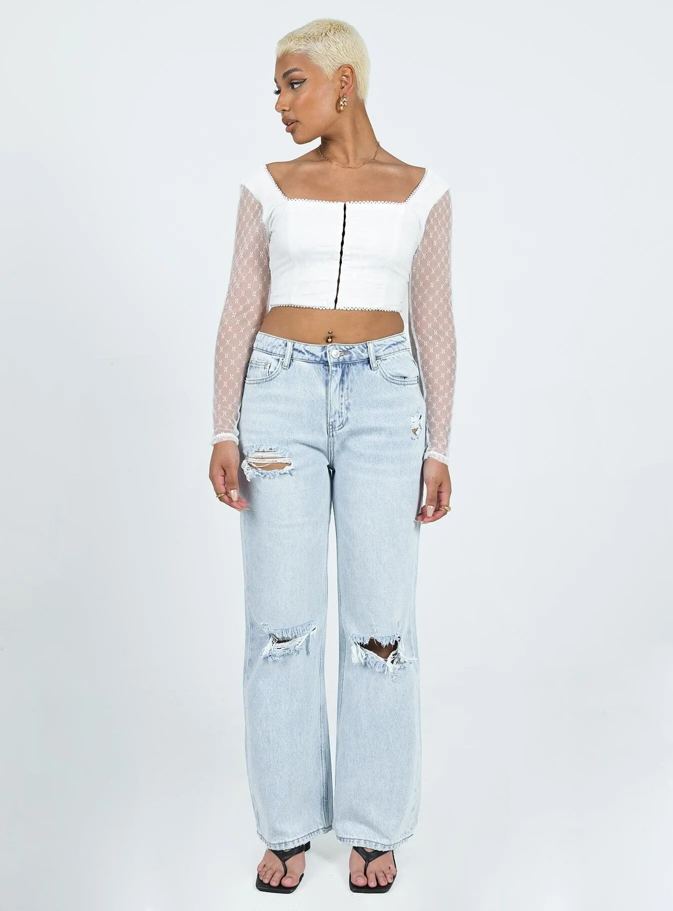 Tanya Straight Leg Jeans Denim Work Ready Lightweight Textured Autumn Days Outdoor Enthusiast Streetwear Fan