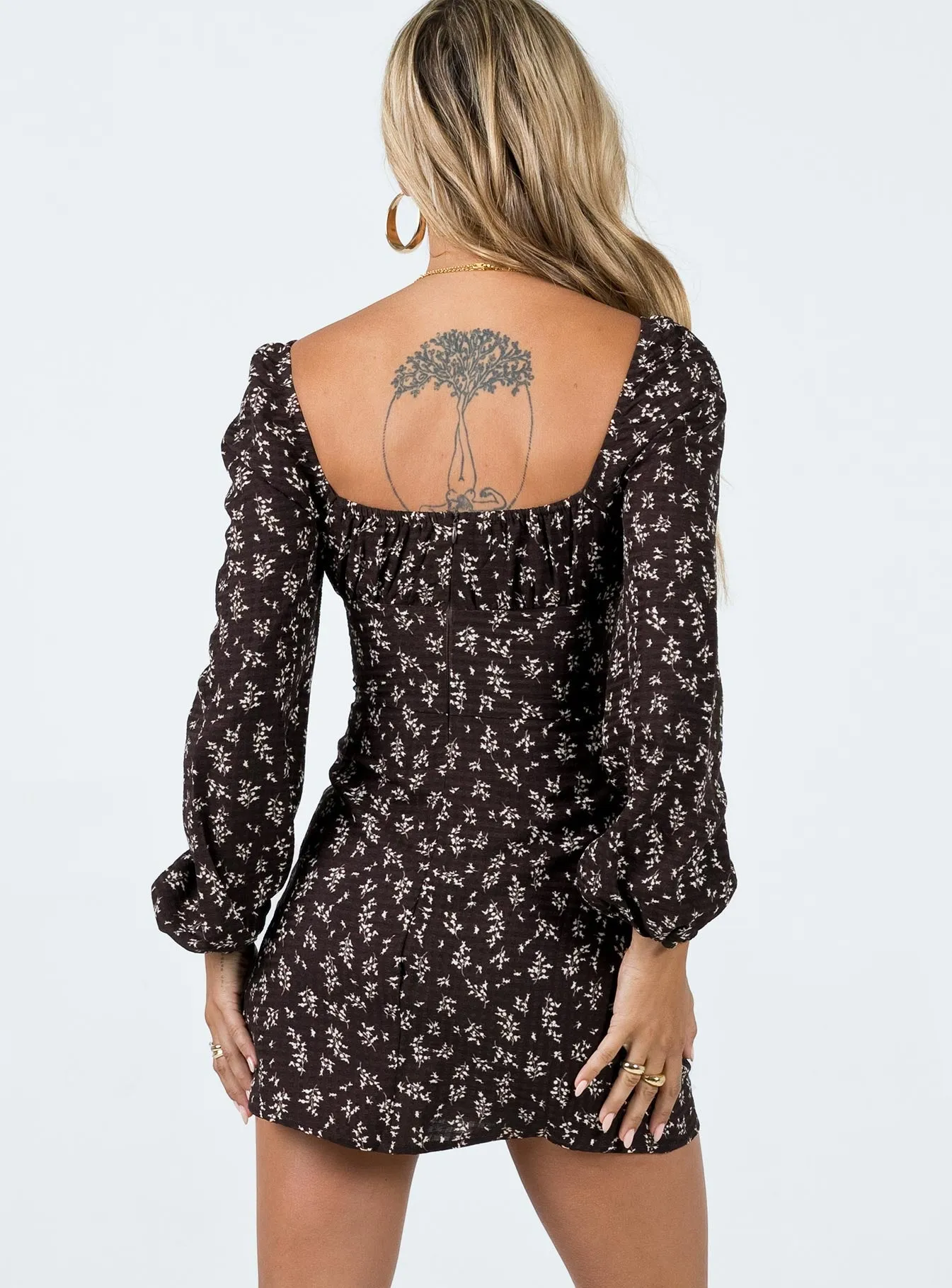 Sassy Look Lyndon Long Sleeve Mini Dress Brown