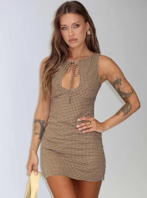 Scene Light Utopia Avenue Mini Dress Brown Check