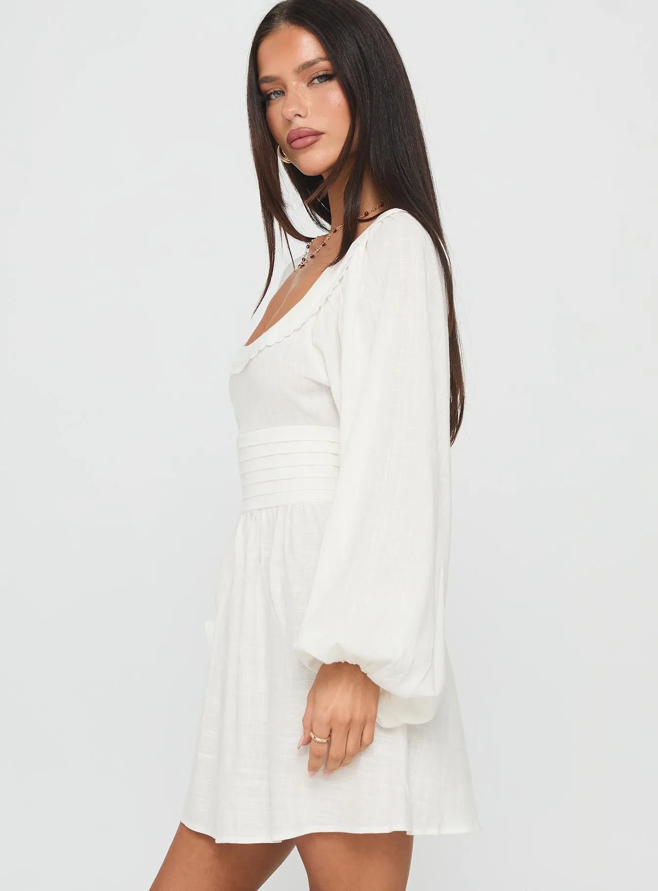 Heat Scene Club Glow Weyes Long Sleeve Mini Dress White