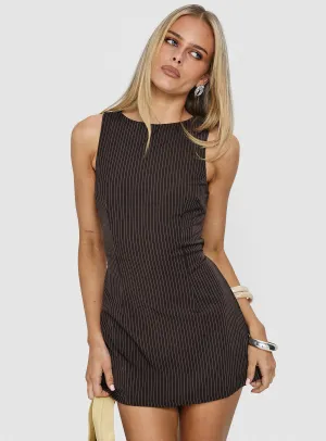 Street Icon Yumiko Romper Brown Pinstripe