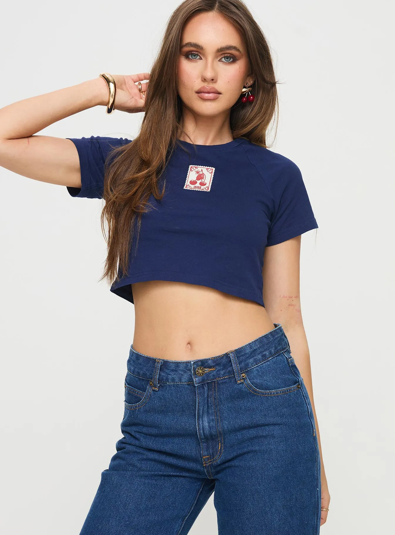 Anti-static EcoConscious Processing Wish You Would Baby Tee Navy