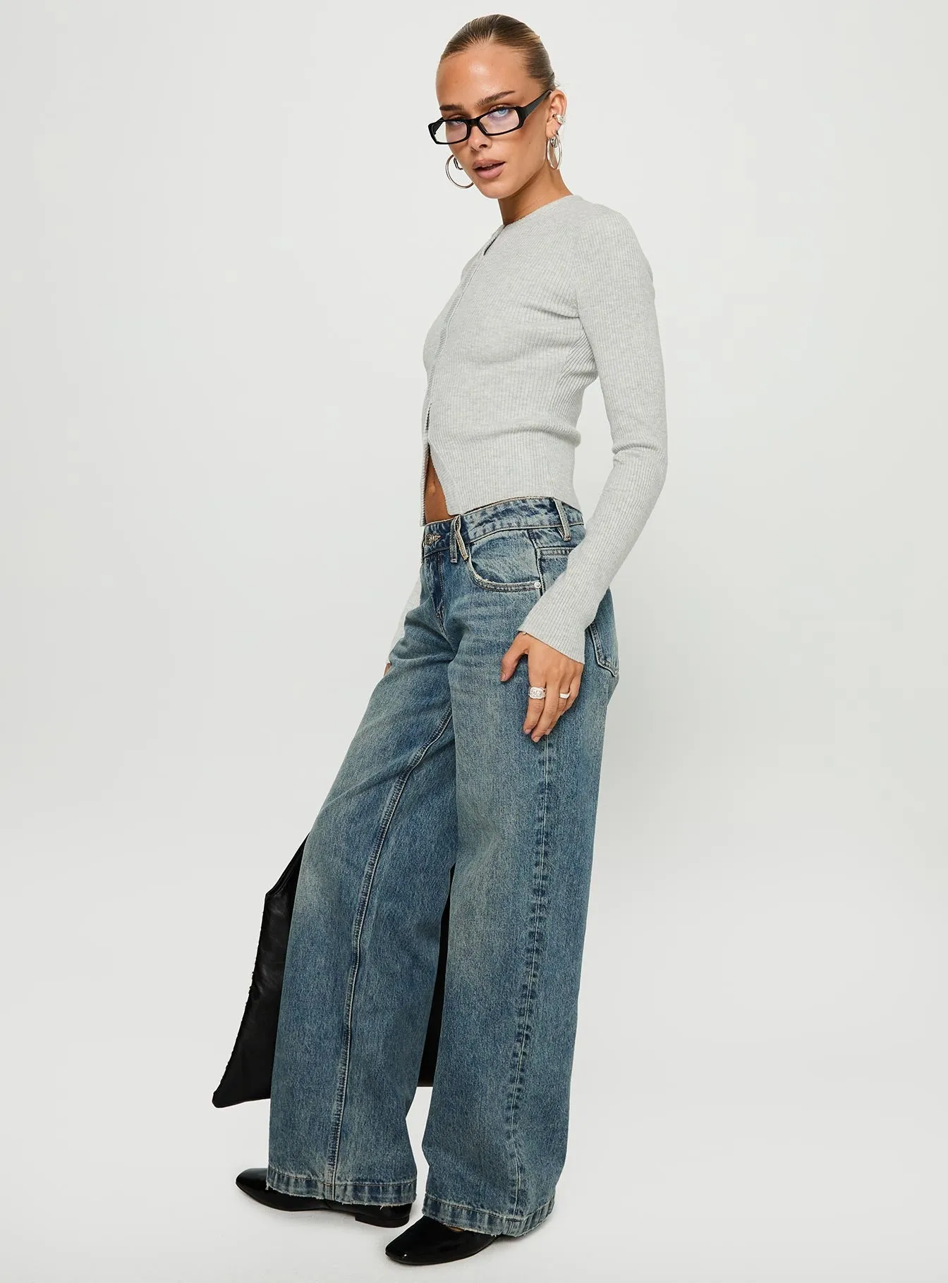 Backbone Low Rise Straight Leg Jeans Mid Blue Morning Stroll Evening Stroll Trend Setter