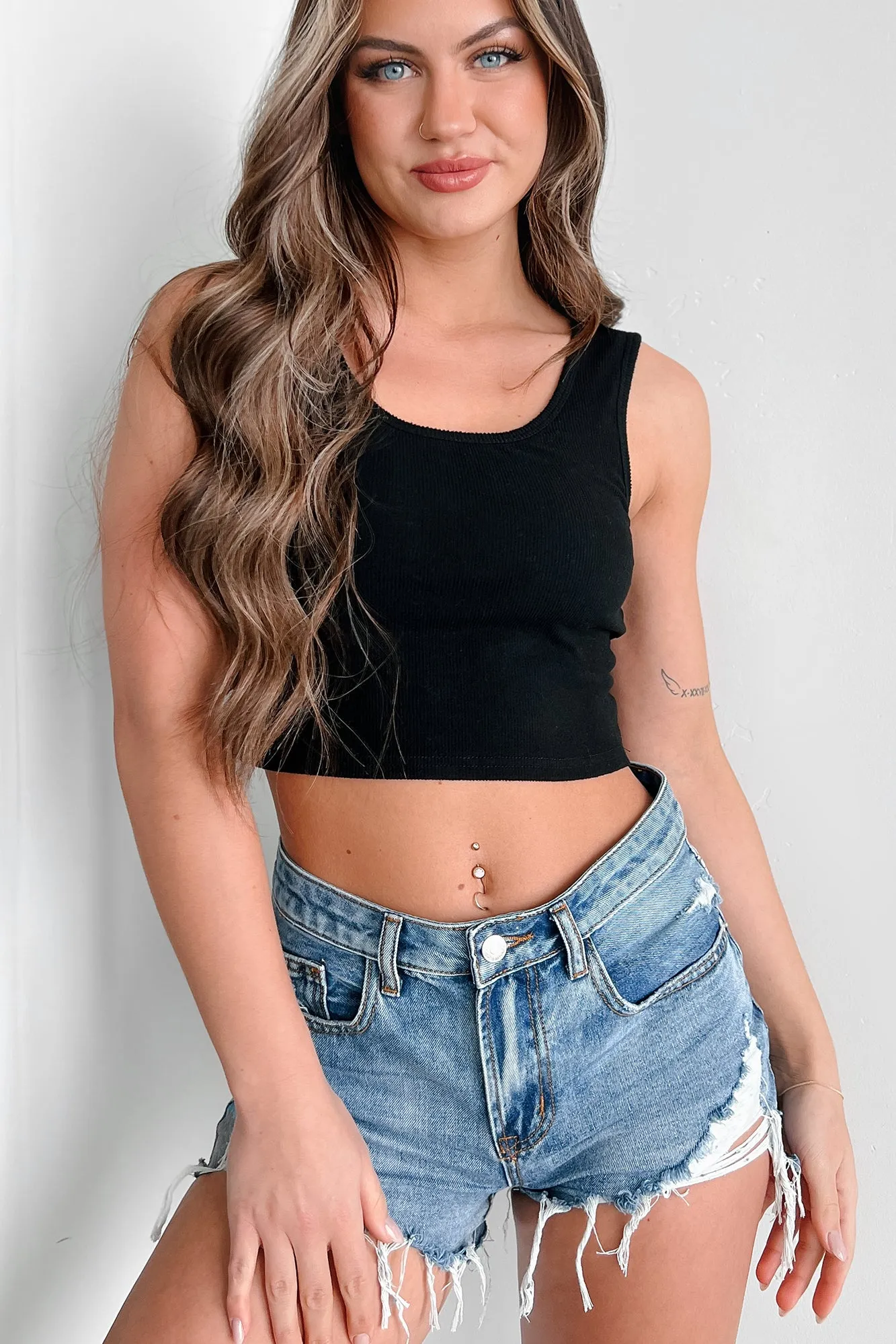 Candid Responses Brami Crop Tank (Black) Learning - effective