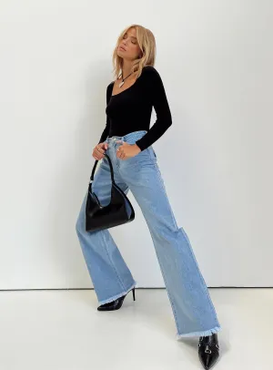 Simple Style Rebekah Wide Leg Jeans Mid Wash Denim