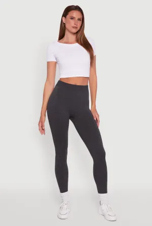 Chill Mode All Purpose Rib Knit High Waisted French Terry Lined Leggings