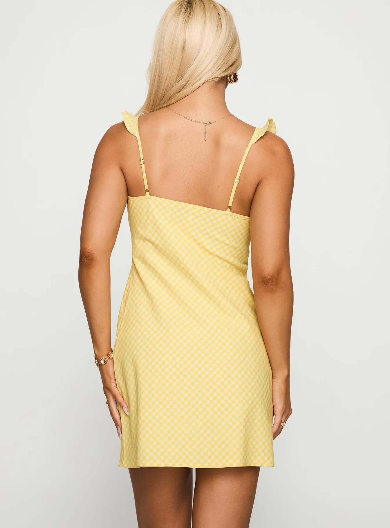 Tear Resistant Fall Back In Frill Detail Mini Dress Yellow