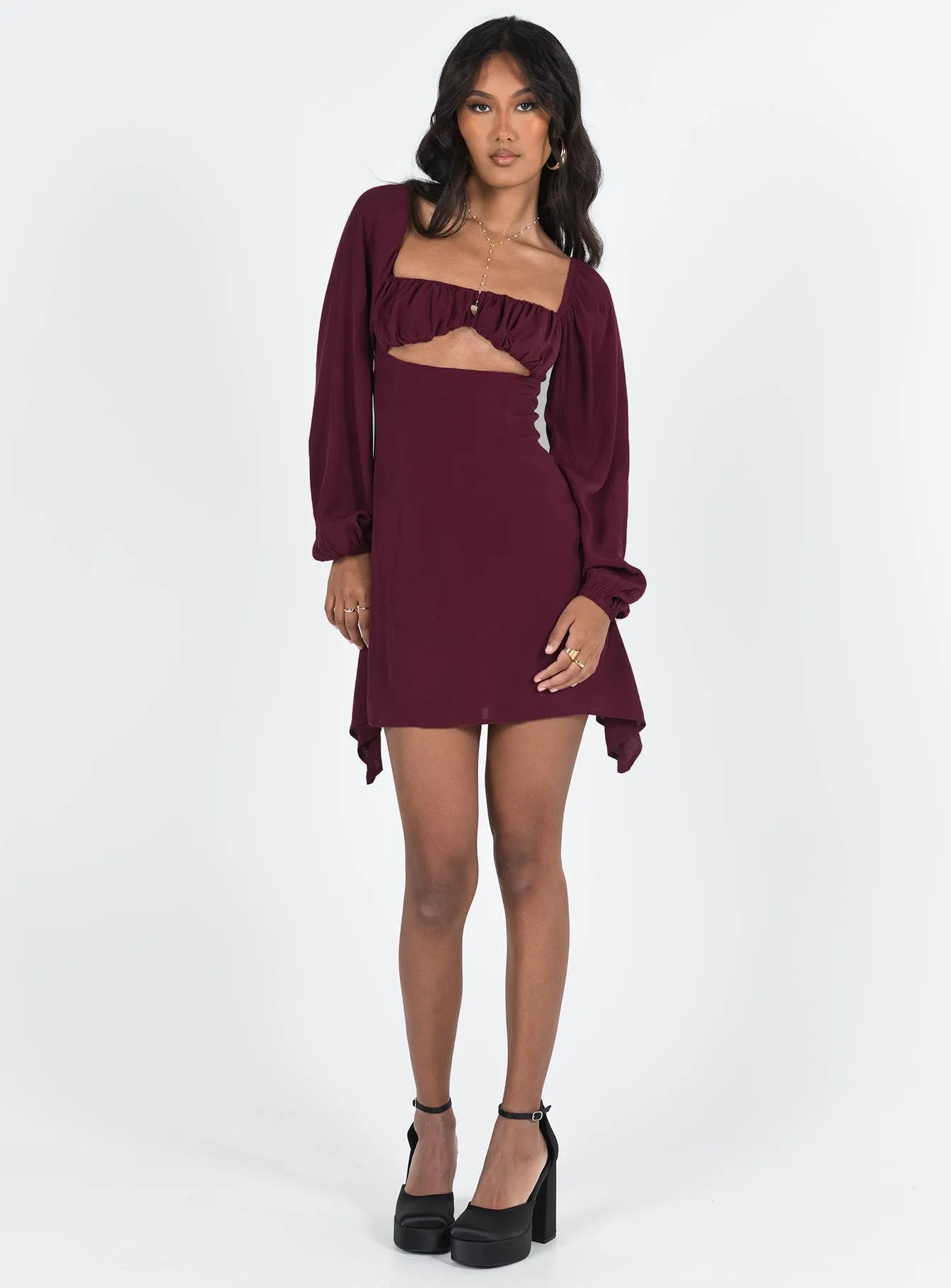 Haven Long Sleeve Mini Dress Burgundy Dress for casual outings Urban Pop