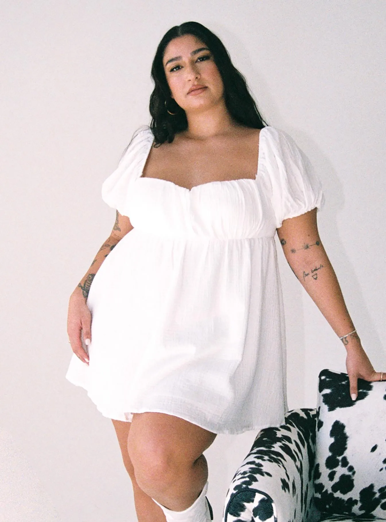Shiny Tone Relaxed-fit day mini Let's Dance Mini Dress White Curve