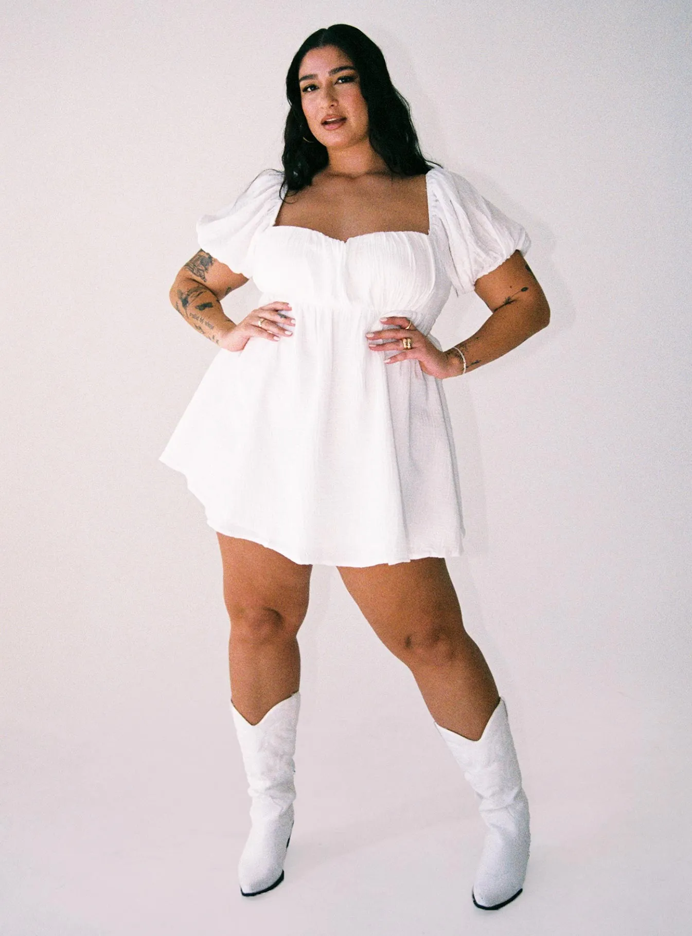 Let's Dance Mini Dress White Curve Gathered Waist Technique Bar Scene
