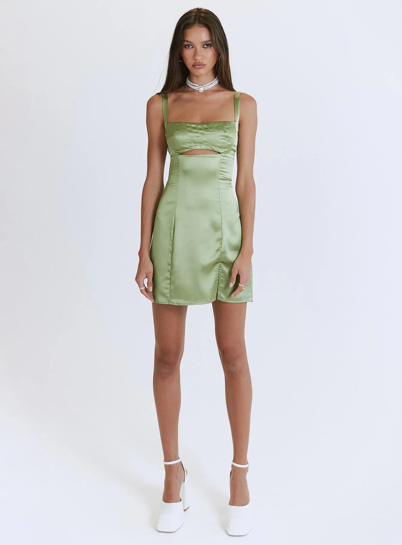 Matcha Mini Dress Green Feminine relaxed mini Sleek Wear