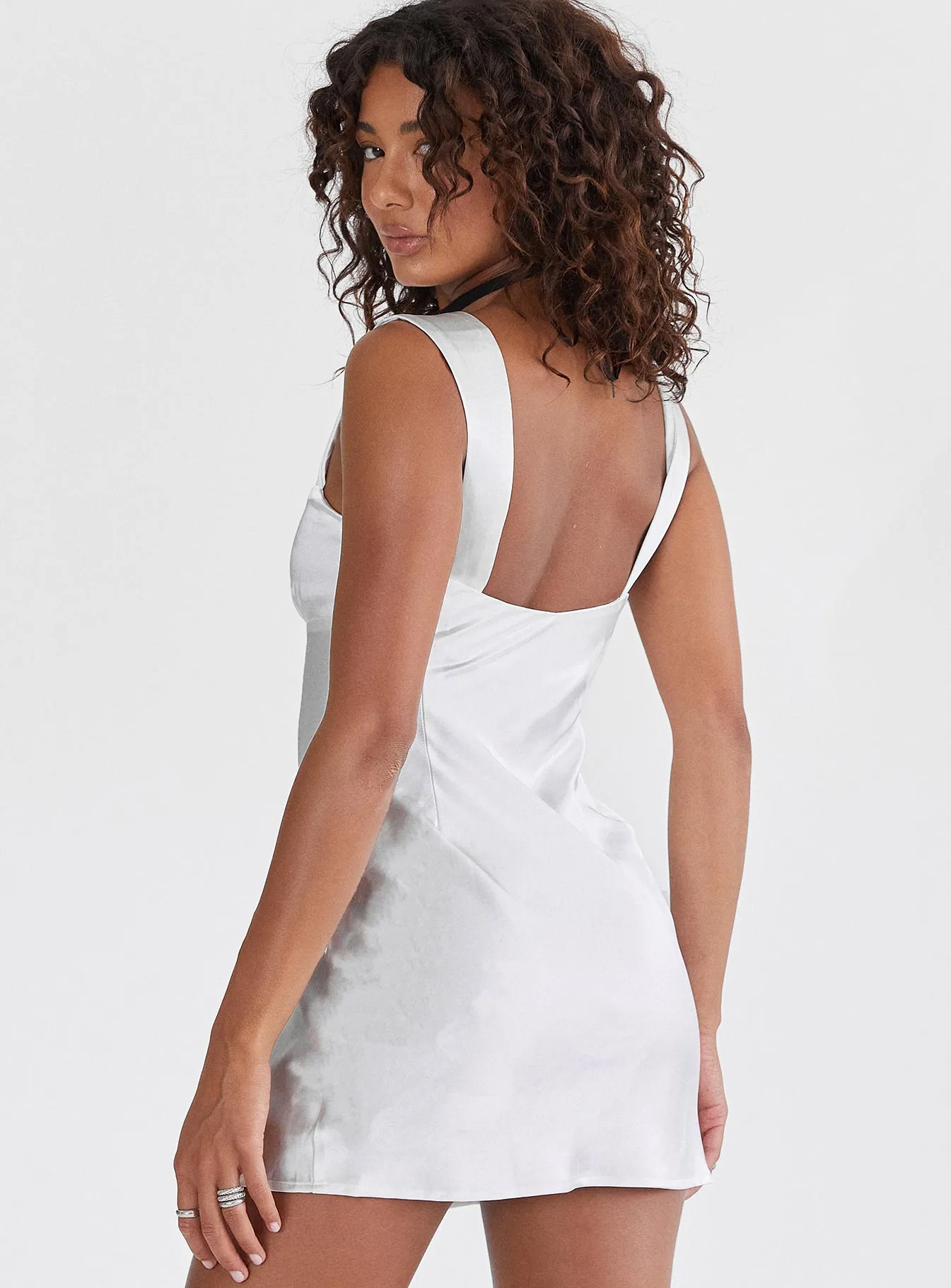 Chic Silhouette Smooth Elastic Tracie Mini Dress White