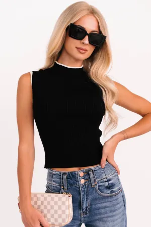 Gonna Go Far Contrast Trim Sleeveless Top (Black/Cream) NonToxic Certification anti - slip