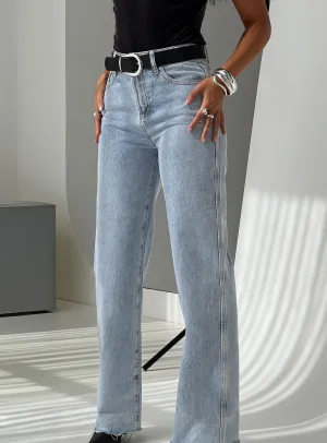 Summer Vibes Karlina High Rise Straight Leg Jean Light Wash