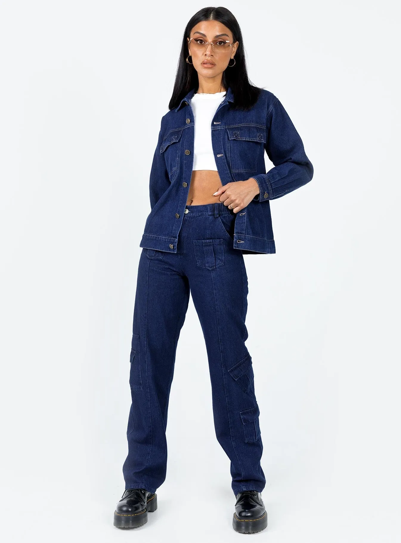 Tapered Leg Profile The Nina Cargo Jeans Denim
