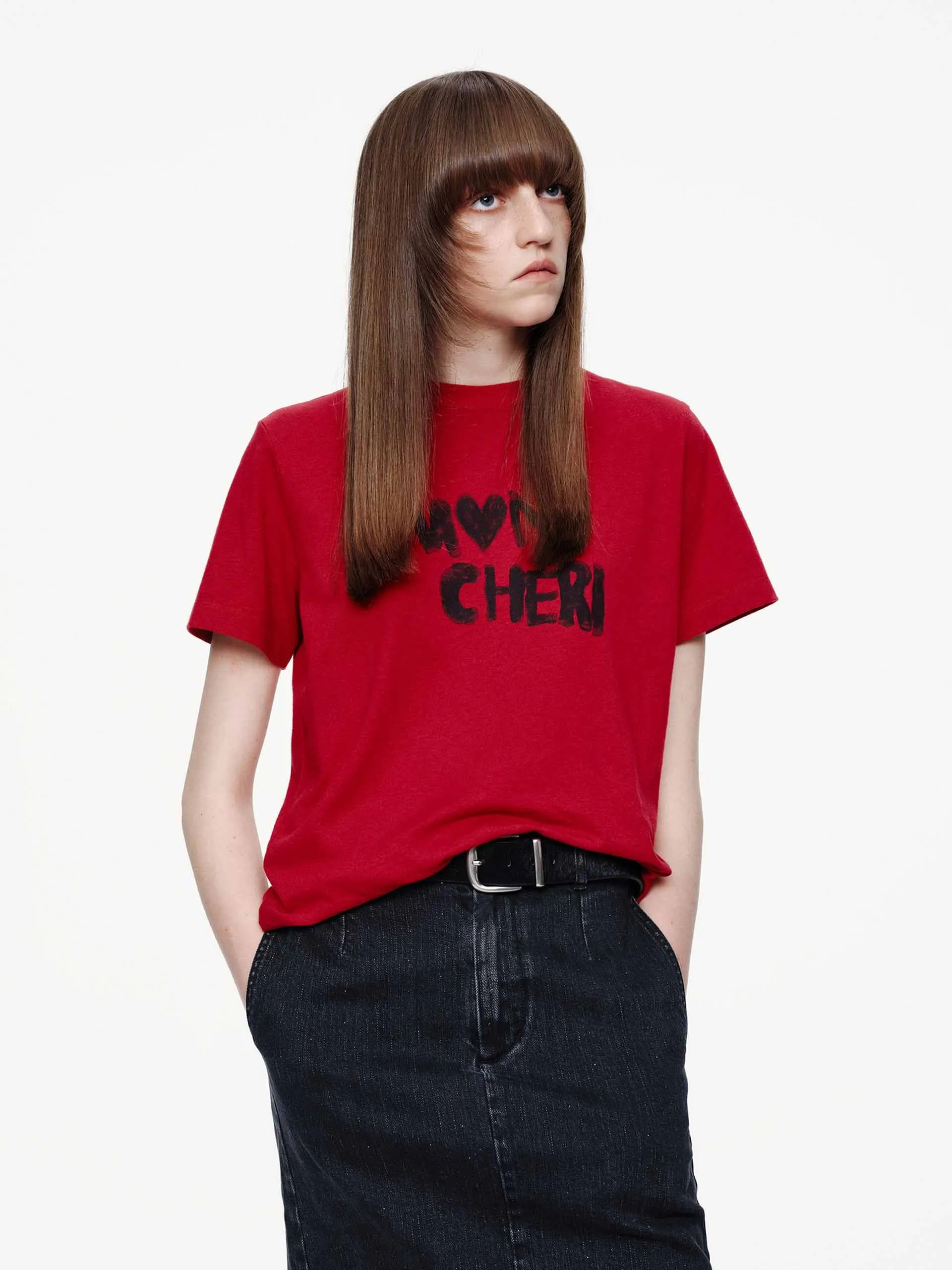 insulated Front Letter Printed T-shirt