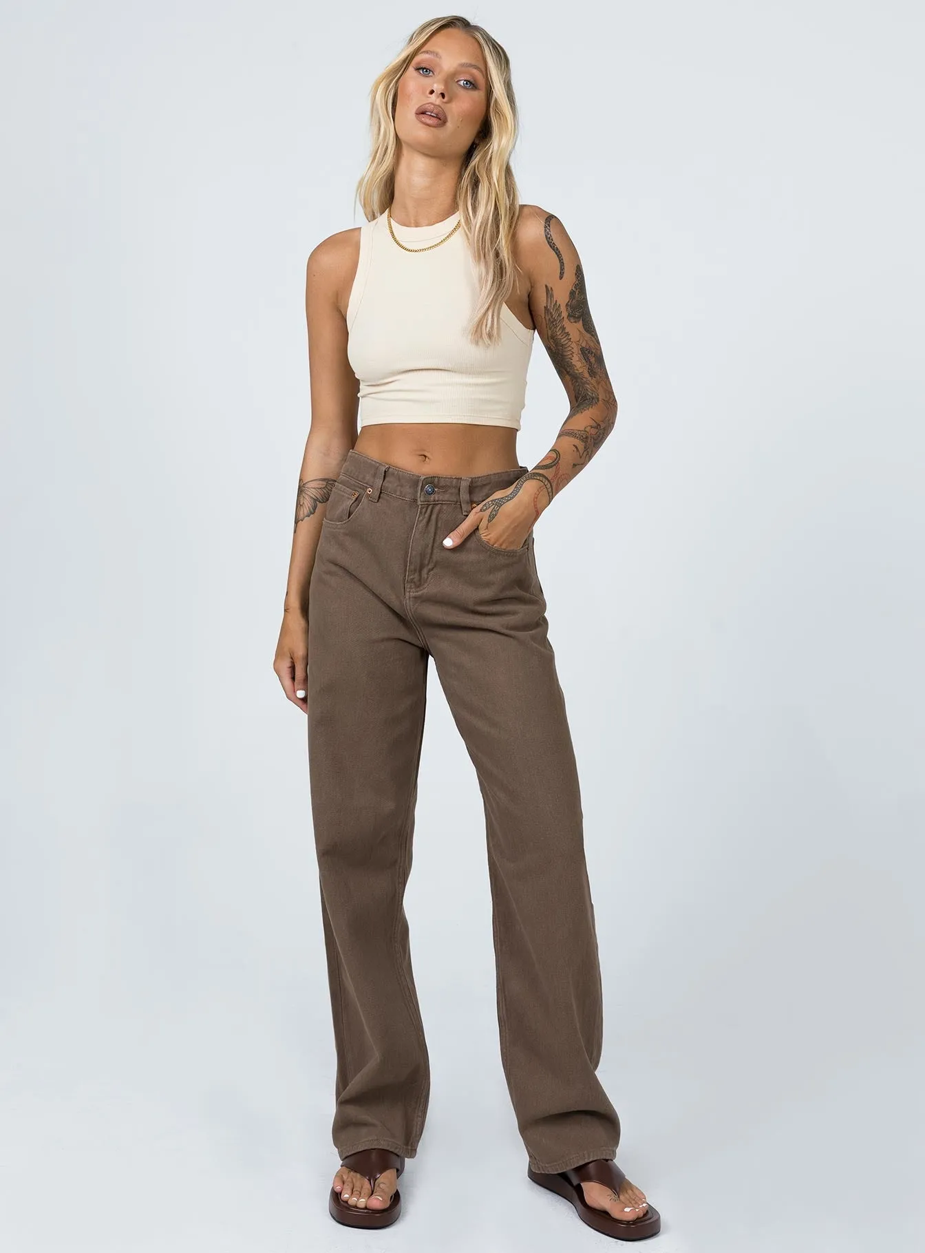 Go-to Wear Party Look Couple Look Earthy Motel Parallel Jeans Rich Brown